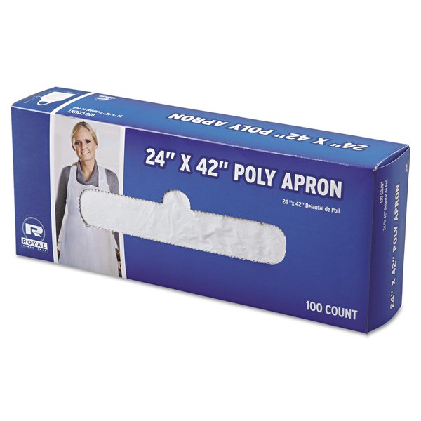 Amercareroyal Poly Apron, White, 24" W x 42" L, One Size Fits All, PK1000 DA2442